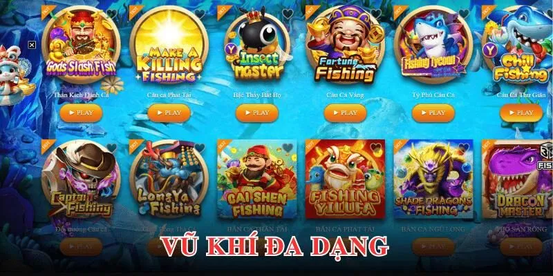 Hệ thống kho vũ khí chất lượng giúp bạn săn thưởng khủng